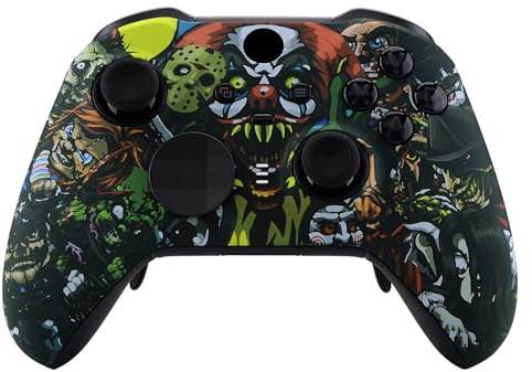 eXtremeRate Coque Personnalisée de Remplacement avec Anneaux de Joystick pour Xbox One Elite Série 2/Elite 2 Core Manette Modèle 1797-La Fête Effrayante