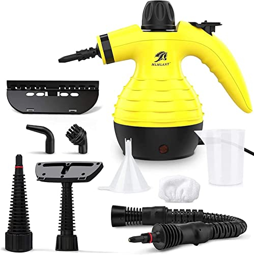 MLMLANT Handgerät Dampfreiniger 350ML Wassertank mit Handdampfreiniger Druck mit 9-teiliges Zubehör für, Teppiche,Vorhänge,Autositze,Küche,olstermöbel Kleines,Sofa, Steam Cleaner,Dampfente
