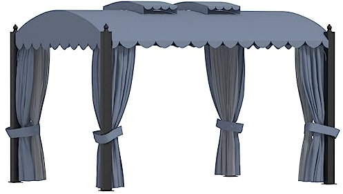 vidaXL Pavillon mit Vorhängen Netzfenster Partyzelt Festzelt Gartenzelt Zelt Gartenpavillon Bierzelt Garten 3x4m Anthrazit Stahl Stoff