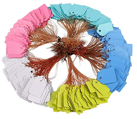 Pflanzenschilder Wasserdichte Kunststoff Tags Wiederverwendbare Garten Hang Tag Etiketten PVC Pflanzen Hängen Tag mit Schnur 500 Stück (5 Farben / 3,5 x 2,5 cm)