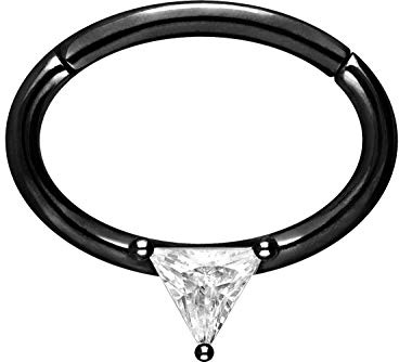 PIERCINGLINE Chirurgenstahl Clicker | OVAL + KRISTALLDREIECK | Piercing Ring Nase Septum Ohr Helix Tragus | Farbauswahl
