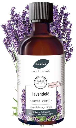 Saunabedarf Schneider Ätherisches Öl - Lavendel - natürlicher Raumduft, Beruhigend & Belebend - Massage, Sauna & Diffuser, 100ml