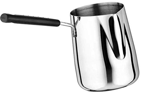 Iwinna Milk Frothing Pitcher Stainless Steel Jug Perfect Milk Frother Pitcher Steaming Pitcher Turkish Coffee Pot for Kitchen Cafe Use, Silver - Silver+Silver (600ML)