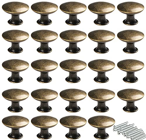 Kyrio Lådknoppar möbelknoppar lådhandtag vintage antik mässing diameter 30 mm knopp för skåp låda kök (24, grön brons)