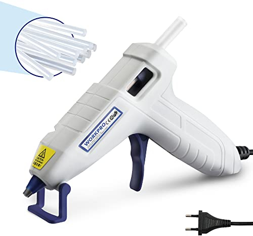 WORKPRO Mini Pistola Colla a Caldo 10W, Pistola per Colla a Caldo con 20 Stick di Colla 7x100mm, Ottimo per Fai-da-te, Artigianato e Riparazioni Rapide