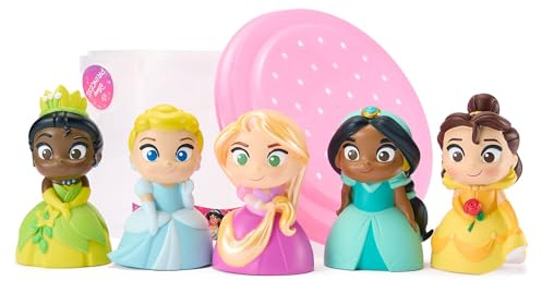 Disney Store Official Disney Princess Bath Toys Set - Includes 5 Detailed Toys with a Straining Storage Bucket - Bath Time Fun & Water Play Set for Kids