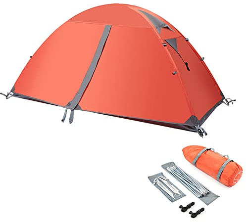 WHYUNM26 1 Person Campingzelt Outdoor Backpacking Trekking Wandern Radfahren Einzelne wasserdichte Ultraleichte Rucksackzelte für Bergsteigen,Red