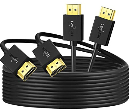 Twozoh HDMI auf HDMI Kabel 5M 2 Stück Dünnes Weiches, Ultra Schlankes und Flexibles HDMI Kabel unterstützt 3D/4K&60Hz/2160P/1080P