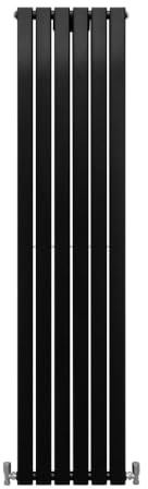 Designer Radiators 180 x 42cm Flat Panel Modern Central Heating Matt Black Vertical Column Double Panel Wall Mounted Slimline Kitchen Living Room Bathroom Commercial Cleaning Brush & Fixing Kit