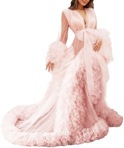 MAYILNSIN Robe de maternité en tulle pour femme - Kimono - Perspective - Photographie pour fête prénatale