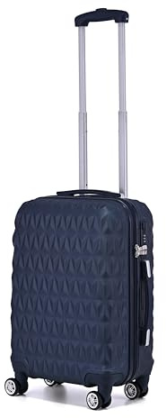 Hard Shell Cabin Carry On Suitcase 55 cm 2.5 kg 35 litres 4 Wheels with Built in 3 Digit Combination Lock, Approved for Ryanair, easyJet, British Airways & More (Navy)