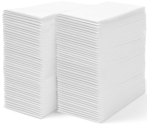 100 toallas desechables para invitados con tacto de lino, toallas de mano de papel para baño, como toalla de papel blanco, servilletas de mano de cóctel, altamente absorbentes, suaves y elegantes, 12