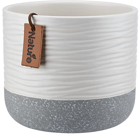 VERDENIA Peony Blumentopf Überzug Solid Blumentopfüberzug Dekorativer Topf für Pflanzen für Innen aus Keramik Modernes und Zeitloses Design Zweifarbig Viele Größen 18cm 26909 Weiß