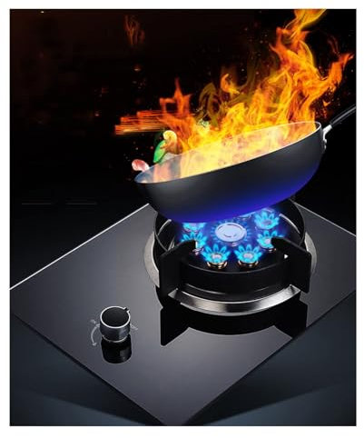 Estufa De Gas De 32 Cm, Quemador De Wok De Anillo De Fuego De 9 Cavidades Temporizado, Cocción Superior De Vidrio Templado Negro Con Protección Contra Incendios, Adecuado For La Cocina Del Hogar
