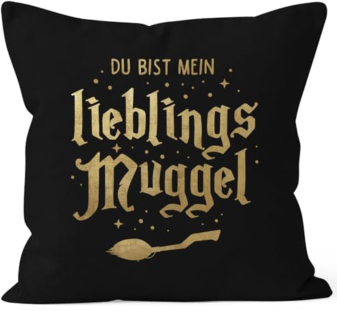 MoonWorks® Kissen-Bezug Du bist Mein Lieblingsmuggel Lieblingsmensch Geschenk Weihnachten Geburtstag Schwarz Standard