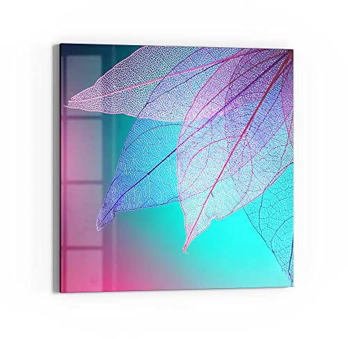 DEQORI Glas-Magnettafel | 50x50 cm groß | Motiv Transparenter Blattfächer | Memo-Board aus Glas | Magnetboard inkl. Magnete, Stift & Tuch für Küche & Büro | Tafel magnetisch & beschreibbar