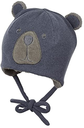 Sterntaler Baby - Jungen Mütze Baby Mütze Bärgesicht, Blau, 49