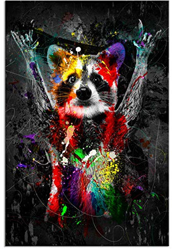 decomonkey - Tableau Acoustique Animaux Abstrait 60x90 1 Pièce - Impression sur Toile Décoration Maison Isolation Peinture Phonique Déco Bureau Abstraction aquarelles coloré animaux adolescent