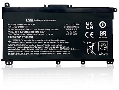 HT03XL L1119-855 Batterie pour Ordinateur Portable HP Pavilion 14-CE 14-CF 14-CK 14-CK 14-DH 14-DK 14-DF 14-MA 14Q-CS 14Q-CY 15-CS 15-DQ 15-DA - DB 15-CW 17-by 17-CA 240 240 5 250 255 G7 340 348 G5