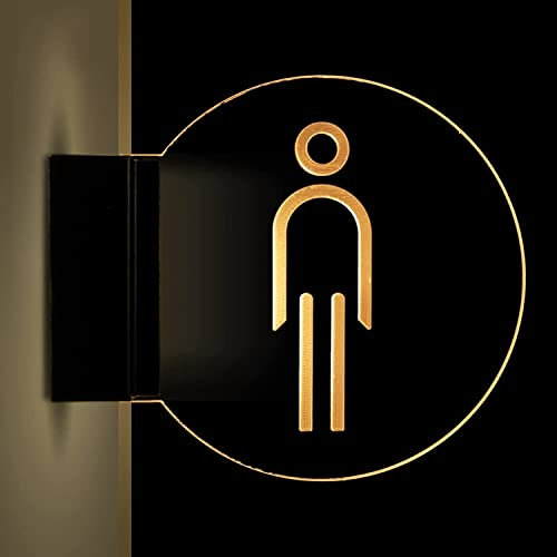 Targa for porta del WC, insegna for toilette, insegna for toilette a LED, insegna for toilette for uomini e donne, insegna luminosa bifacciale for montaggio a parete, insegna for bagno rotonda da 8 po