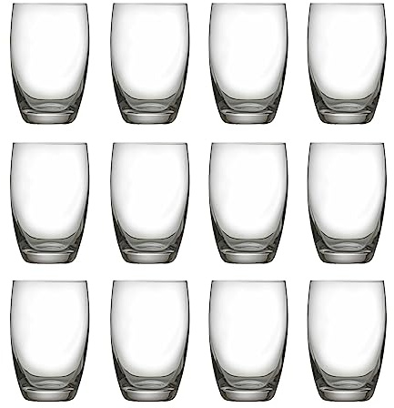 simpa Heavy Base Highball Universal Tumbler Drinking Glasses 373ml Capacity - Set of 12