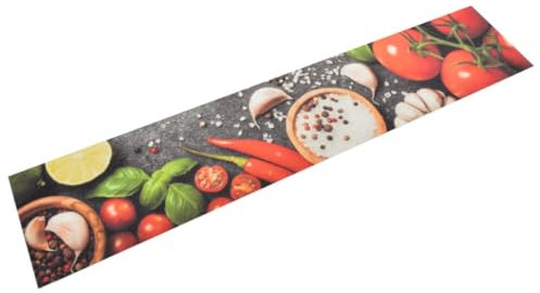 vidaXL Küchenteppich, Küchenläufer rutschfest Waschbar, Teppich Läufer für Küche, Teppichläufer Maschinenwaschbar, Gemüse 60x300cm Samt
