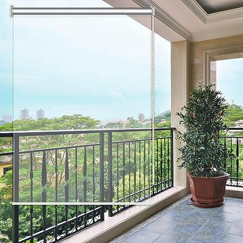 SANJIAOJIA Transparentes Rollo,Transparent Wasserdichtes Roll-Up-Rollo,PVC-Kunststoff-Regenschutz-Fenster-Rollos,Seitenzug-Rollo,Wetterfest Vorhang Für Balkon-Terrassen-Tür,Breite x Höhe (100x280cm)