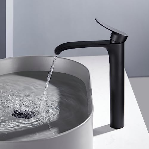 Bathroom Basin Mixer Tap Matte Black Tall Mono Waterfall Sink Tap Single Lever Countertop Washbasin Mixer Tap Brass