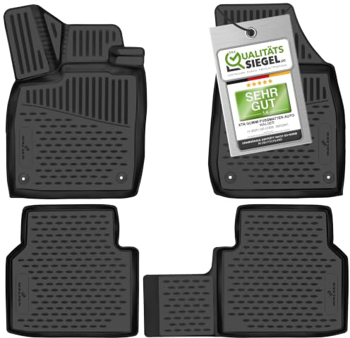Walser XTR Gummi Fussmatten Auto für Skoda Enyaq iV SUV (5AZ)/VW ID.4 2020-Heute, 100% passgenaue Auto Fußmatten, robuste Universal Fußmatte Auto, Gummimatten Auto, Auto Fussmatten Gummi