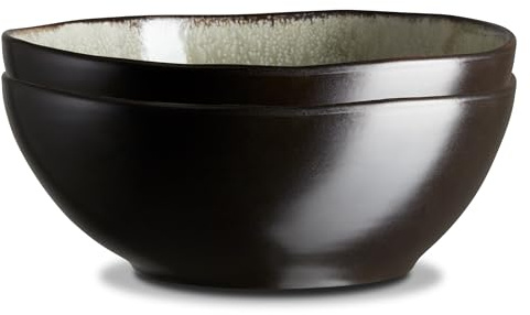 Peill+Putzler Germany 2er Set Poke Bowls, außen matt schwarz/innen grau, 900ml Volumen, große Schüsseln aus hochwertigem Steinzeug, Schalen in moderner unregelmäßiger Form