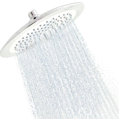 AQUALONA® Overhead Fixed Shower Head - Rub Clean Technology - Easy Installation - Chrome Finish - Standard BSP Connection - Contemporary Design (Overhead)
