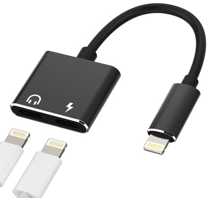 Dual Lightning Jack Dongle for iPhone Headphone Adapter (2in1)Audio Charge Converter Splitter Charger Aux Cable for Apple MFI Certified for Ipad Air 14 13 12 11 Pro Max Mini Earbud Charging Connector