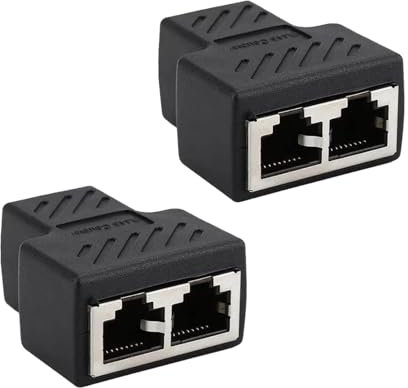 2 Pezzi Divisori RJ45, Switch Ethernet Splitter, Adattatore Connettore di Rete Dual Port, RJ45 1 a 2 Adattatore Divisore Sdoppiatore, Convertitore Cavo Internet Plug-and-Play