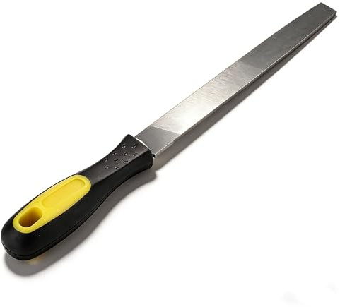 Cyrank Mill File Flat, Metal Axe Sharpener File 8in Flat Hand File T12 Carbon Tool Steel Flat Mill File with Ergonomic Handle Edge File Sharpening Tool Engineers Engineering Metal