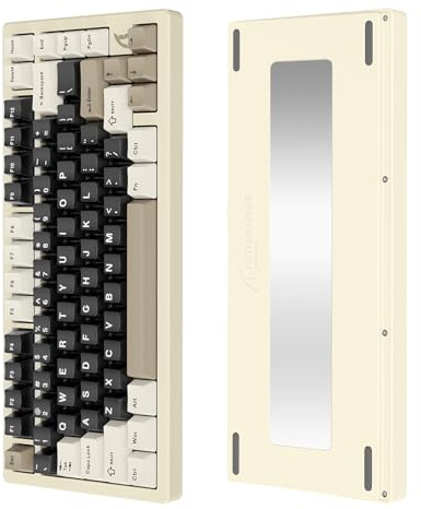 LexonElec x ATTACK SHARK X75 CNC Tastiera da gioco wireless in alluminio al 75%, Tri Mode-BT/2.4G/Cablato, Tastiera meccanica RGB montata su guarnizione, batteria da 5000 mAh, Supporta Win/Mac-Bianco