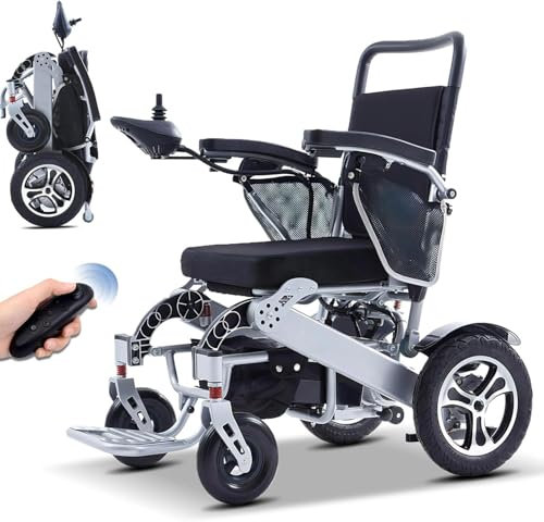 STRTG Ultraleichter, Faltbarer Elektrorollstuhl, Reiserollstuhl, Leichte Elektrorollstühle Für Erwachsene Und Senioren, Tragkraft 150 Kg, Geländegängige Elektrorollstühle
