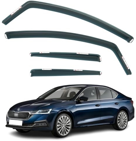 AirFlux Set mit 4 Windabweisern, kompatibel mit Skoda Octavia 5-Türer Schrägheck/Liftback 2020 2021 2022 2023 2024 2025 Modelle.