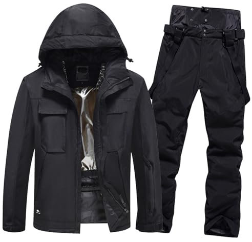 skianzug herren 2 teilig set, Zweiteiliger Wintermantel Outdoor 2-Stücke Snowboard Sets Winter Ski Anzug Schneeanzug Winddicht Skibekleidung Jacke Und Hosen Skianzüge Warme Winteranzug Thermoanzug