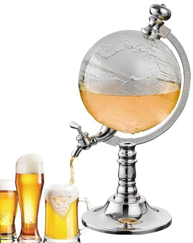 Acunny Distributeur de whisky - Distributeur de carafe de 1 | 5 L Globe Decanter | Accessoire de fête transparent Bar Club avec entonnoir et bouchon pour vin, whisky, boissons, bière