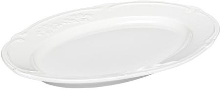 AMBITION Servierplatte weiß Porzellan oval 25,5 cm Pola Servierteller Deko Rand Spülmaschine & Mikrowelle