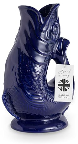 Wade WA967802COB Pichet à poisson en faïence emblématique du patrimoine britannique fabriqué à Stoke-on-Trent, 0,6 l, bleu cobalt