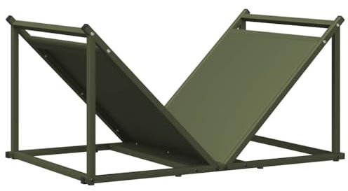 vidaXL firewood rack/log holder - olive green cold-rolled steel, 70x43x34.5 cm storage for indoor fireplace, large capacity log storage rack/shelf/stand