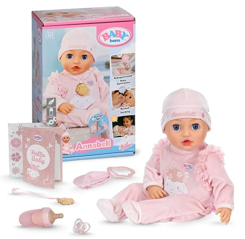 BABY Born Annabell 43 cm - Weiche Babypuppe mit 7 elektronischen Funktionen & Sound - Geeignet für Kinder ab 3 Jahren - Puppe inkl. Zubehör - Benötigt Batterien