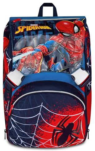 Seven Spiderman Sac à dos double compartiment extensible, bleu, grande capacité, dossier préformé, enfant, école primaire, bleu, Blu, Décontracté