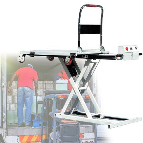 Tavolo elevatore elettrico idraulico a forbice, capacità 270 kg con altezza di sollevamento di 102 cm, carrello mobile a 4 ruote per una movimentazione efficiente dei materiali