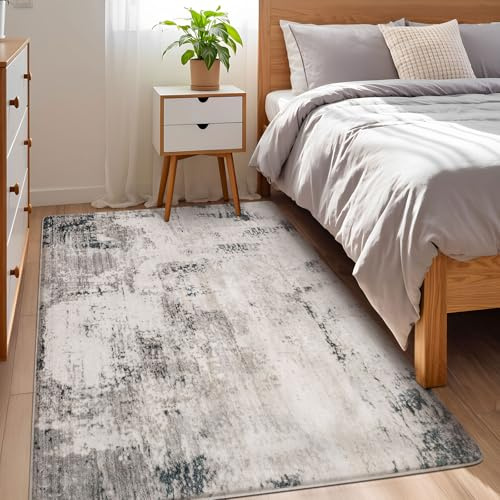Calore Alfombra Salon Modernas Alfombras de Habitacion Pelo Corto Grande Suave Antideslizante para Dormitorio (Gris-Multi, 80 x 120 cm)