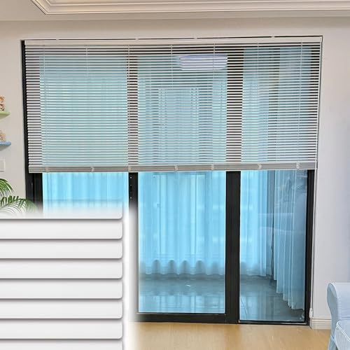 WZDXFNLD Persianas Venecianas de Aluminio Horizontales 25mm, 30 50 70 90 120 130 140 150 160 cm Anchas, Cortinas Oscurecedoras Interiores para Cocina Oficina baño, Estores A Prueba De Agua(Blanco)
