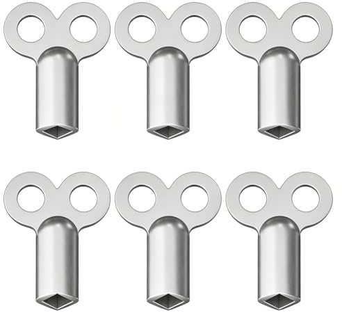 6 Pcs Radiator Bleed Key, 5mm Square Zinc Alloy Heater Bleed Valve Key, Heavy Duty Air Release Vent Wrench for Home Heating System