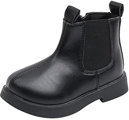 Generisch Zapatos de invierno para niña, botas de invierno para niños, botines con cremallera lateral, botines de forro polar, a prueba de viento, botas cortas, botines para niña, zapatos de niña