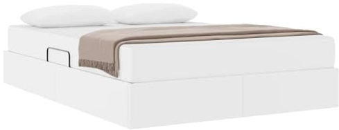 vidaXL Förvaringssäng med madrass med madrass 2 pcs Vit Skinn, Justerbar modern säng, smart möbel för platsbesparing, förvaring under sängen, samtida lösning för sovrum